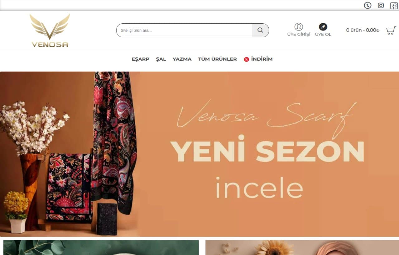 Venosa Scarf – Markaf5 e-ticaret projesi